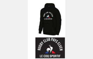 Sweat Noir Le Coq Sportif - personnalisation  Rugby Club Pays d'Elven 