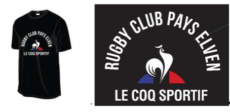 Tee-Shirt Noir Le Coq Sportif - personnalisation  Rugby Club Pays d'Elven  