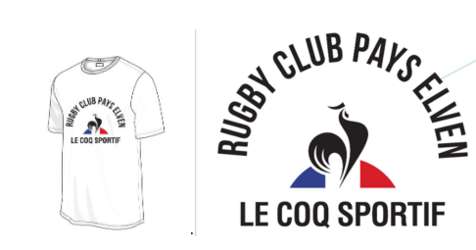 Tee-Shirt Blanc Le Coq Sportif - personnalisation  Rugby Club Pays d'Elven
